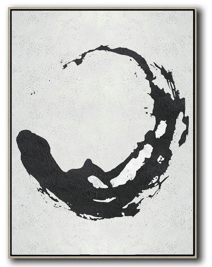Modern Paintings,Black And White Minimal Painting On Canvas - Contemporary Artwork